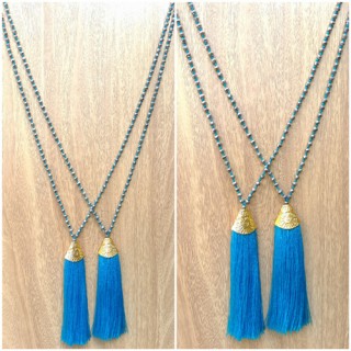 free shipping fashion necklace tassels golden bronze caps handmade bali